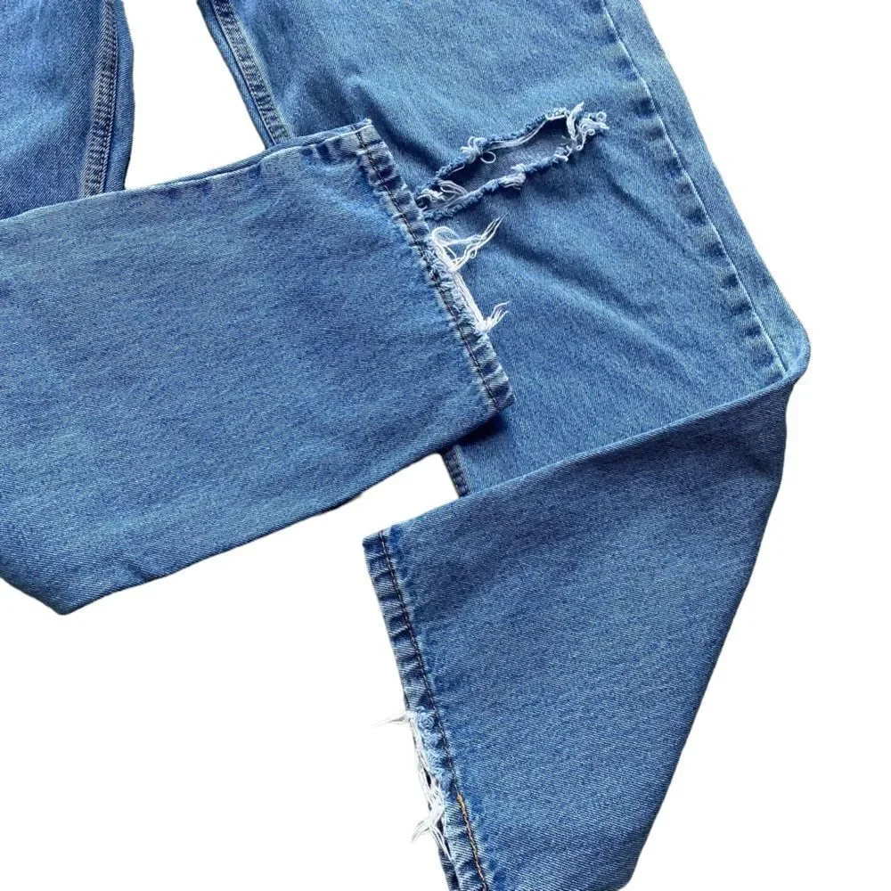 Levi’s Y2K Straight Leg Light Wash Hi Waisted Distressed Denim Jeans
